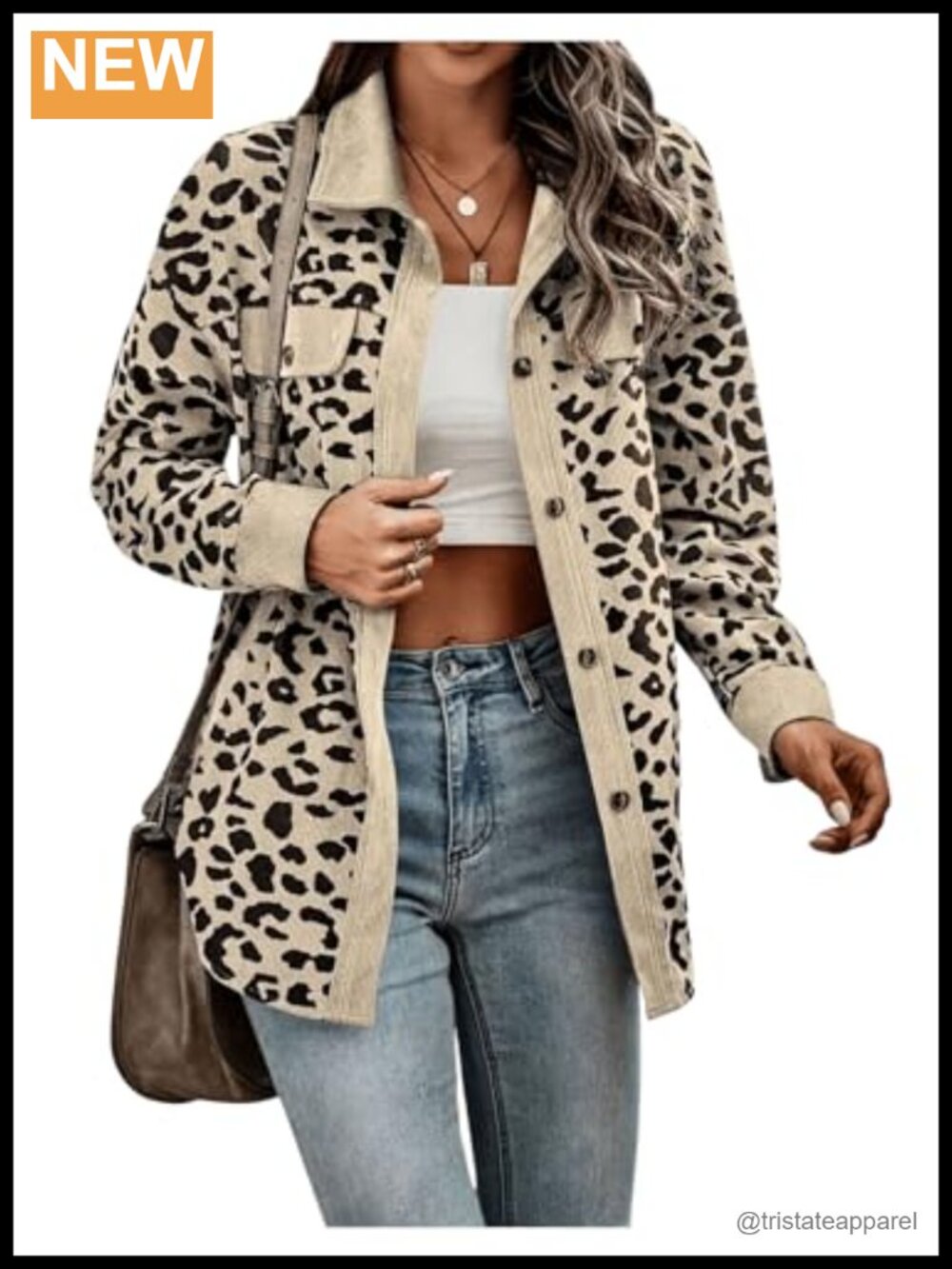 Oversized Leopard Print Button Down Shirt Long Sleeve Collared Blouse